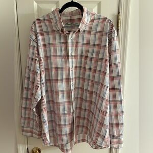 Alan Flusser Red and Blue Plaid 100% Cotton Button Down size XXL
